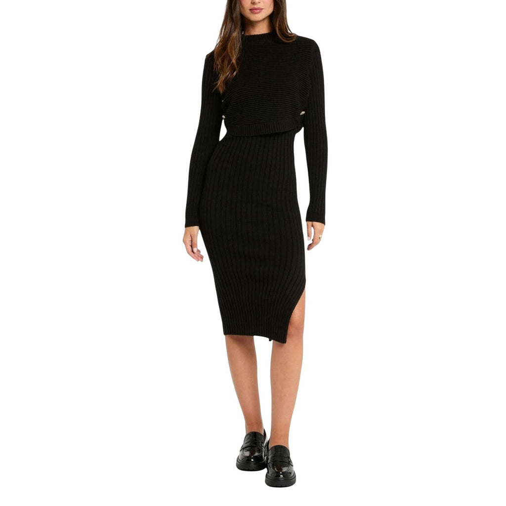 Morgan — Schwarzes Damenkleid mit langen Ärmeln