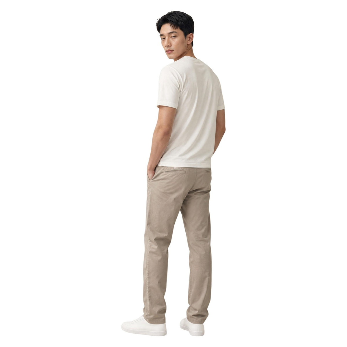 Calvin Klein Jeans — Pantalon beige stretch homme — vue 2