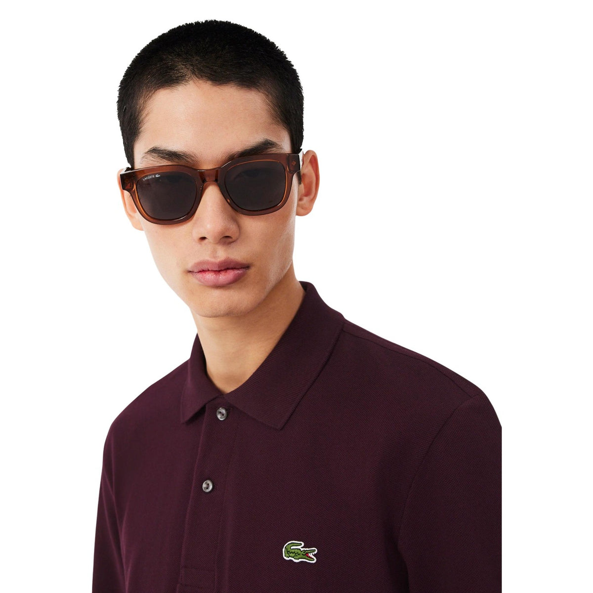 Lacoste — Polo L.12.12 bordeaux à manches longues homme — vue 2