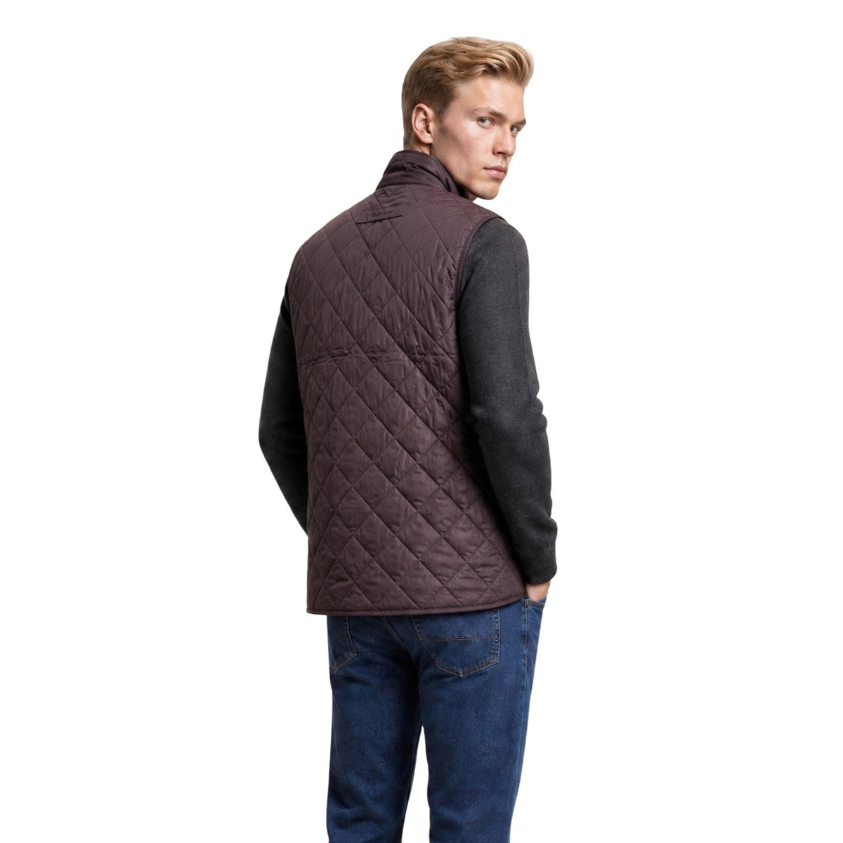 Barbour — Gilet matelassé New Lowerdale marron homme — vue 4