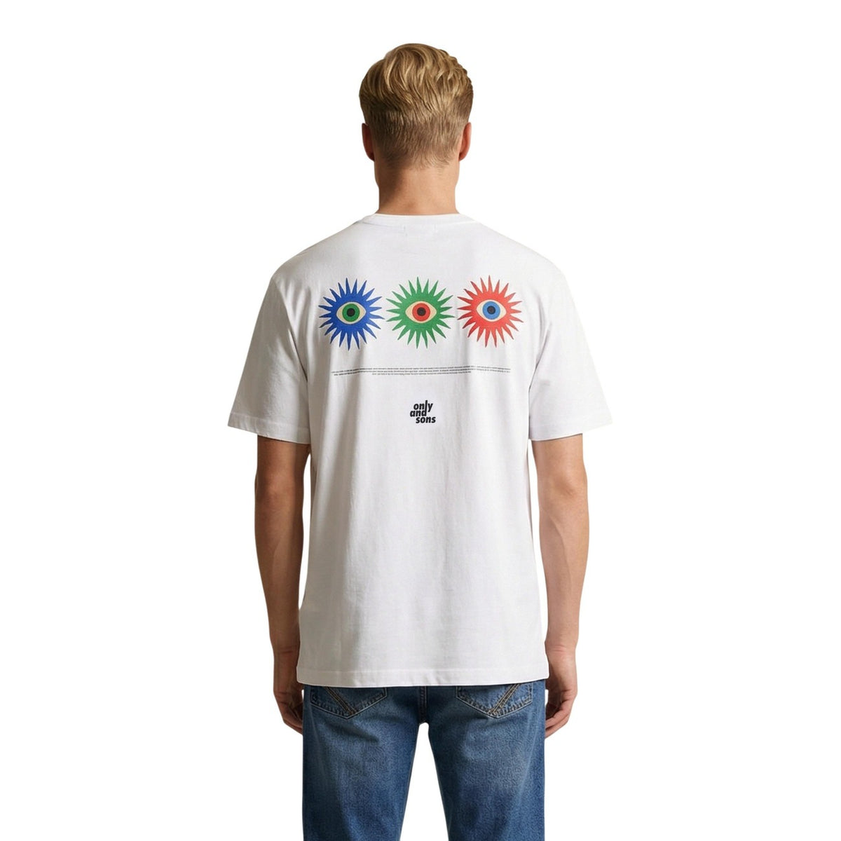 Only & Sons — Men’s white short-sleeved round-neck t-shirt — view 2