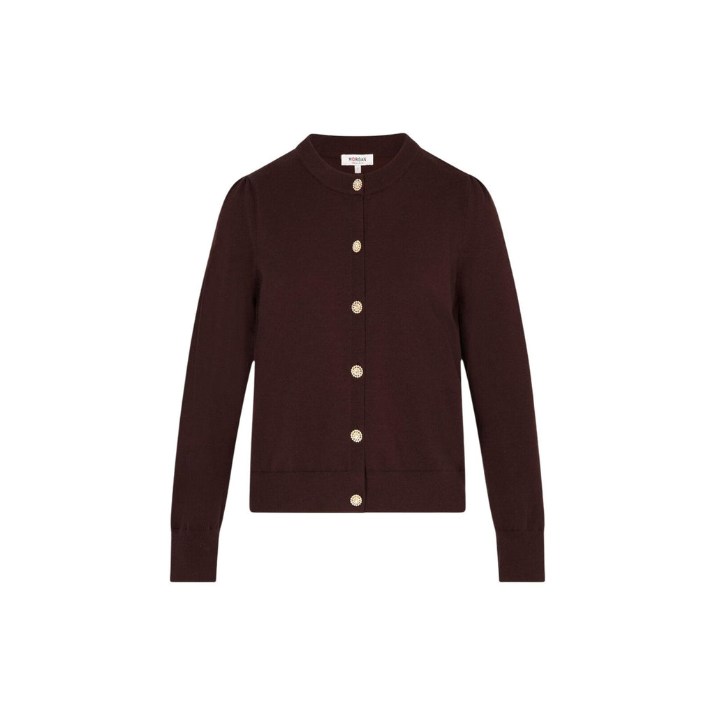 Morgan — Women’s brown V-neck sweater — view 2