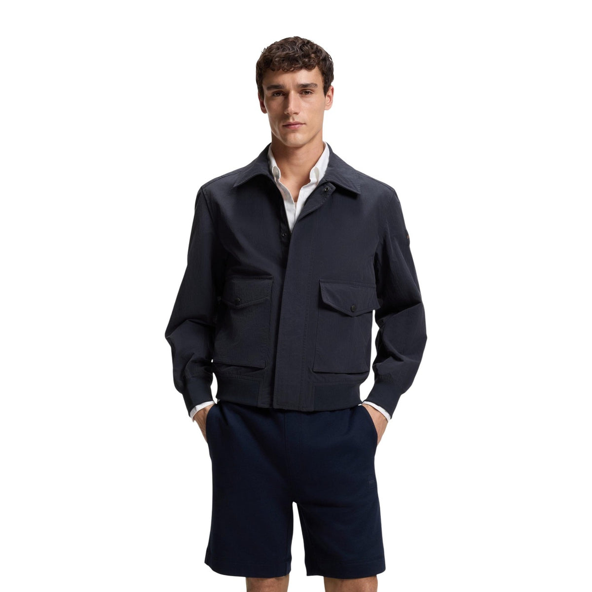 BOSS — Veste déperlante Ocruise bleue homme
