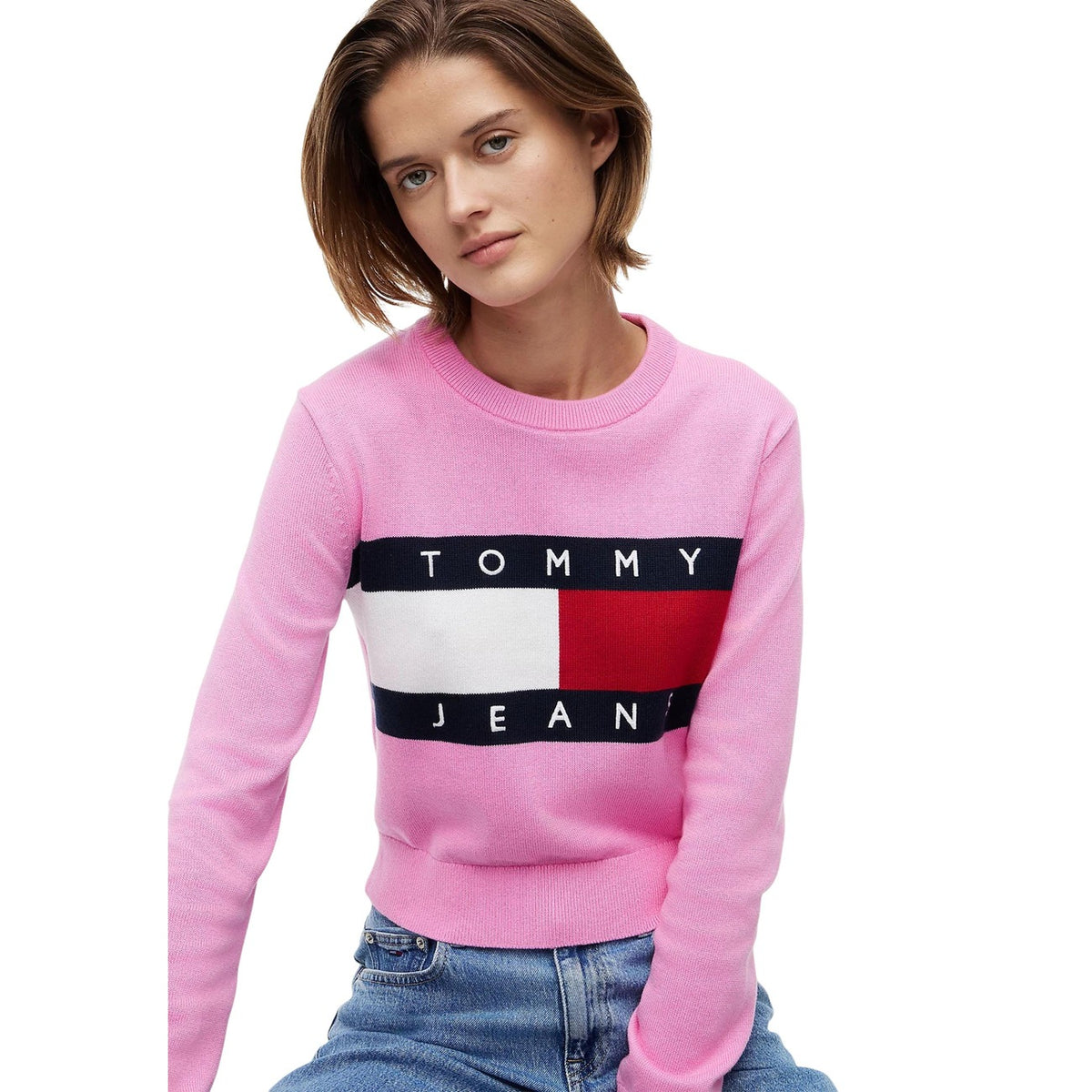 Tommy Jeans — Women’s pink organic cotton sweater — view 4