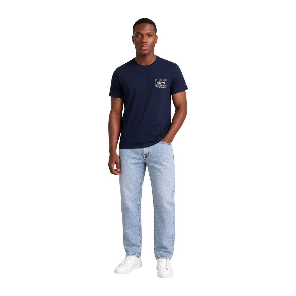 Tommy Jeans — T-shirt bleu à imprimé en coton bio homme — vue 5