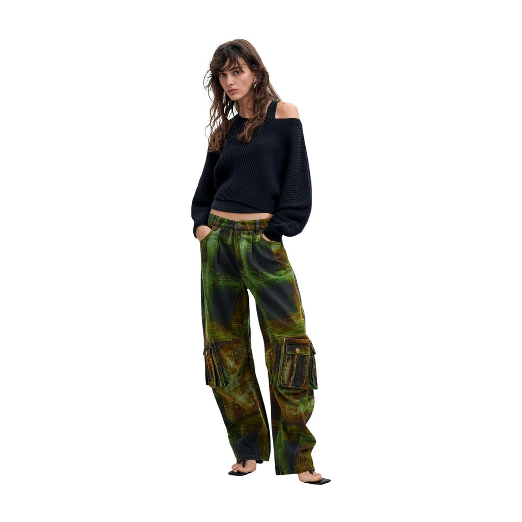 Desigual — Groene broek met ruitjes voor dames — afbeelding 2