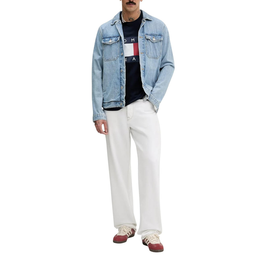 Tommy Jeans — T-shirt DM0DM22645 blauw van biologisch katoen voor heren — afbeelding 2