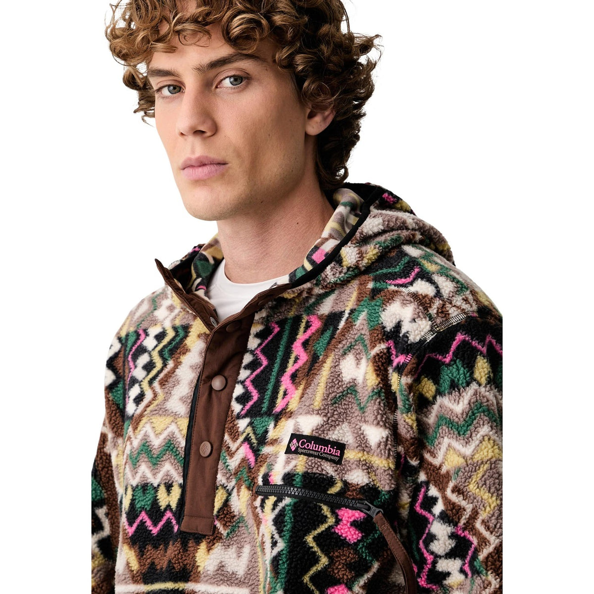 Columbia — Polaire Helvetia II Printed Hoodie marron homme — vue 4
