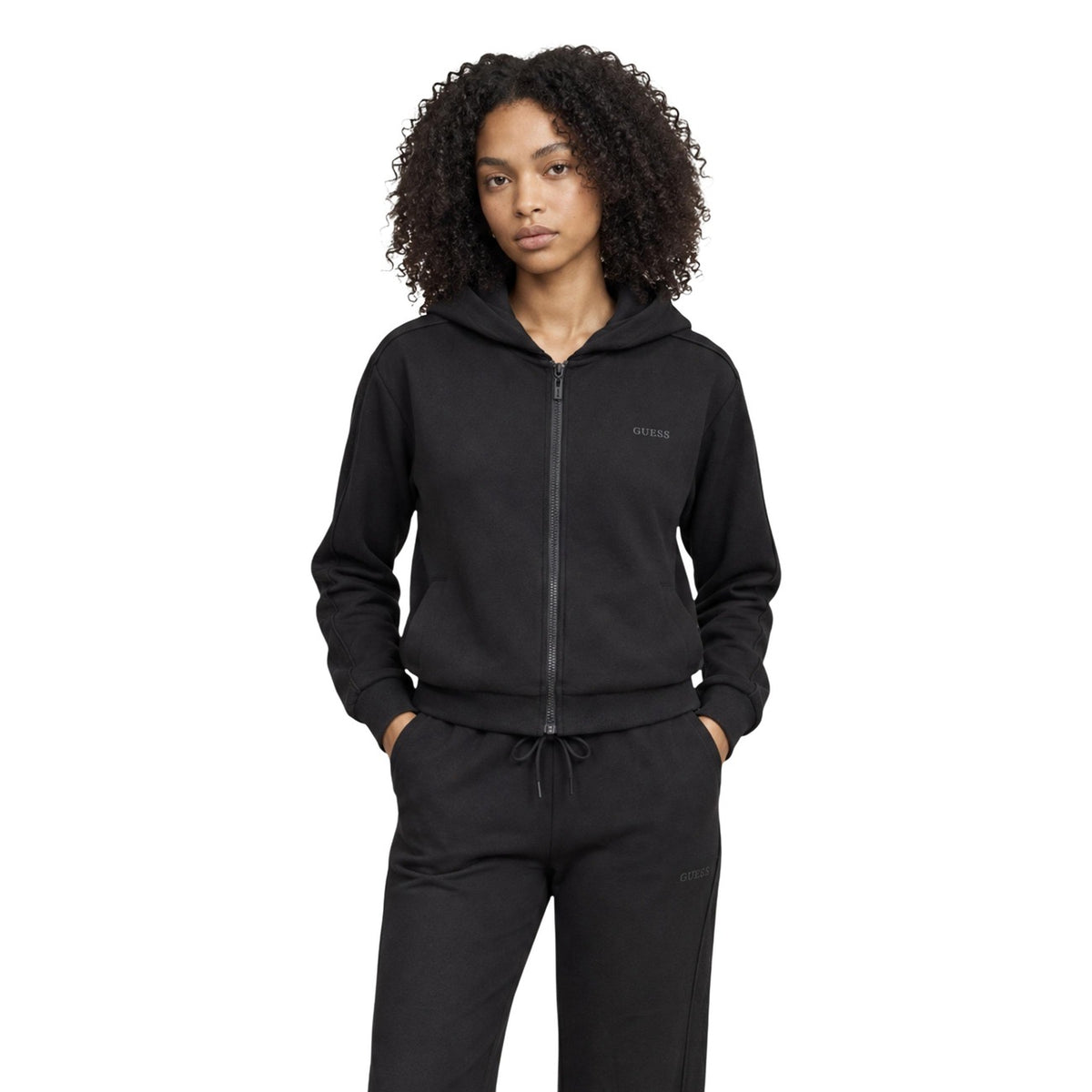 Guess — Women's beige Elsa hooded zipped sweatshirt — view 6
