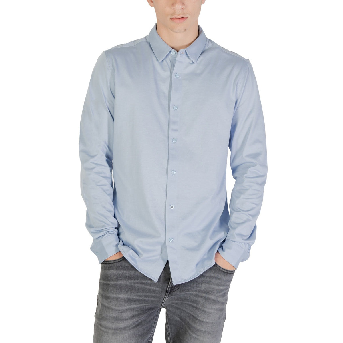 Only & Sons — Chemise col rond bleu clair homme — vue 5