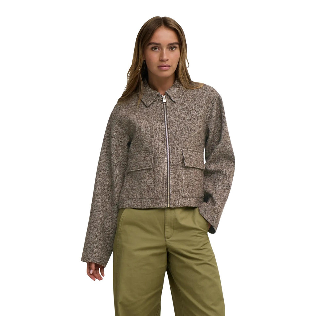 Jacqueline de Yong — Women’s brown herringbone Vinga jacket