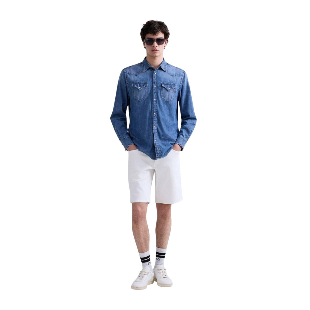 Replay — Chemise bleu clair homme — vue 4