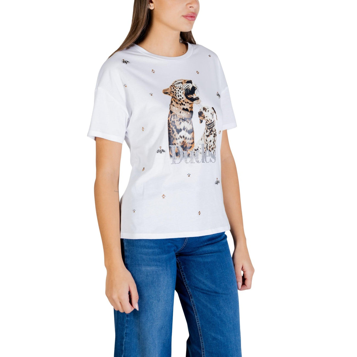 Liu Jo — T-shirt blanc réf. WA6331 JS904 femme — vue 4