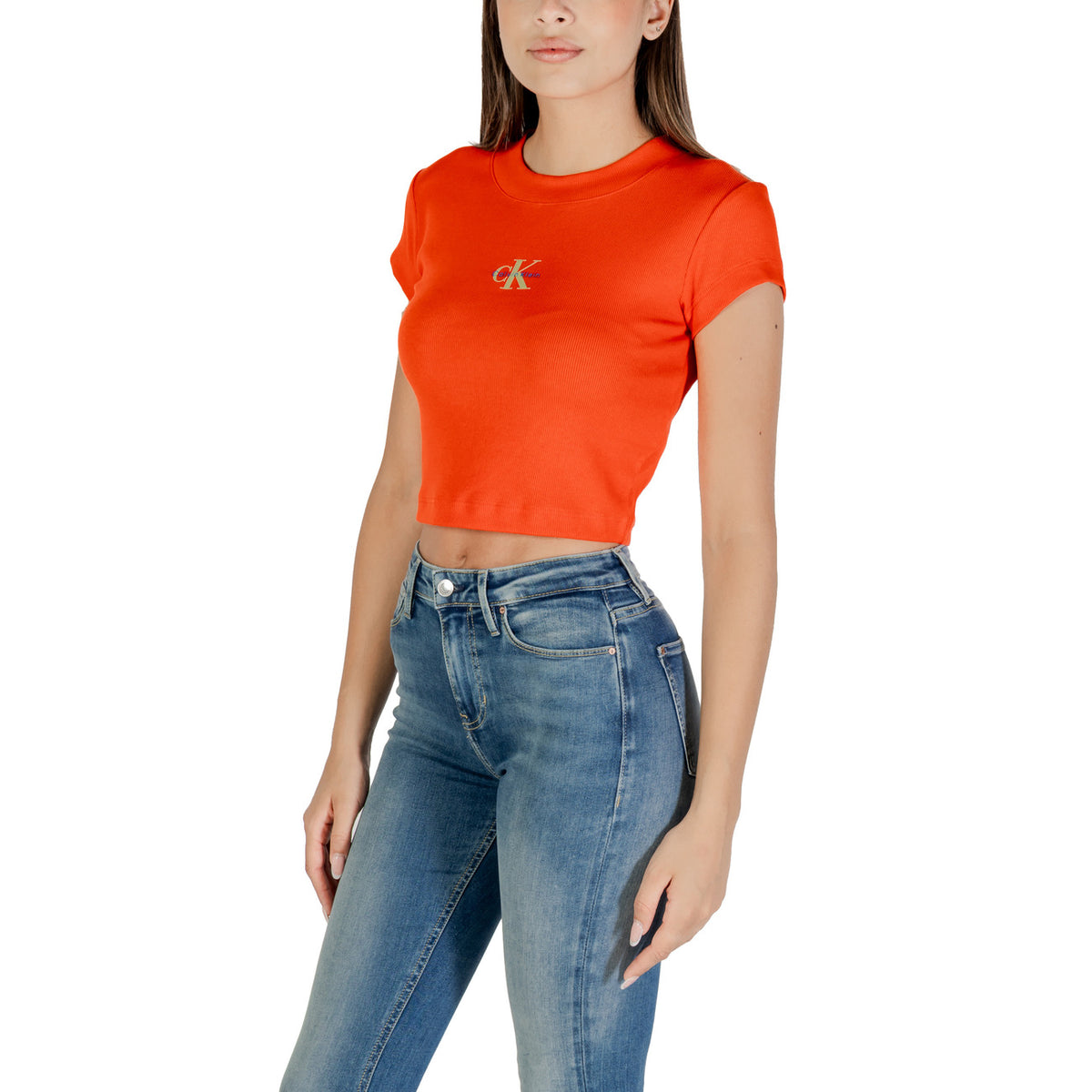 Calvin Klein Jeans — Top stretch rouge femme — vue 4