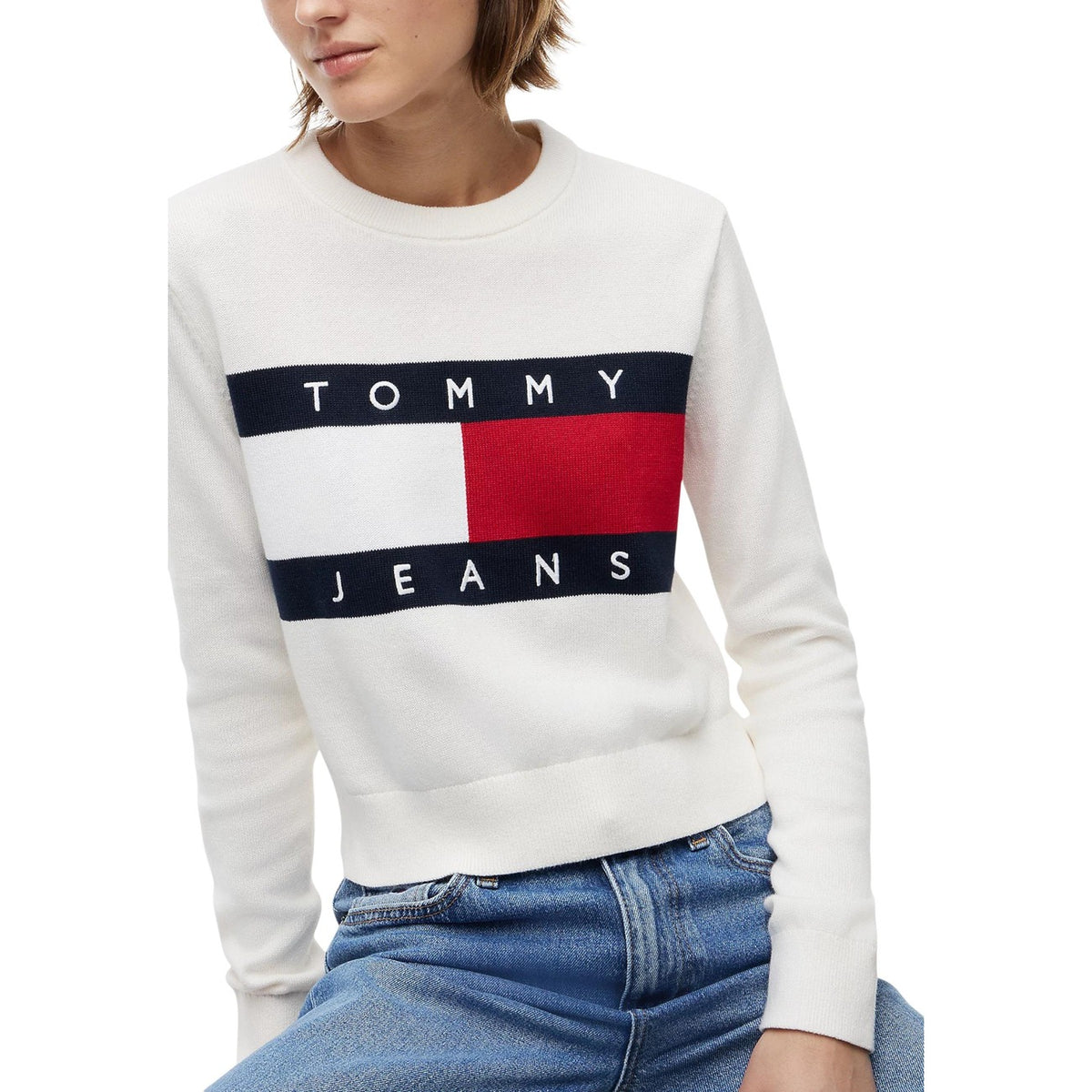 Tommy Jeans — Wit sweatshirt met print voor dames — afbeelding 3