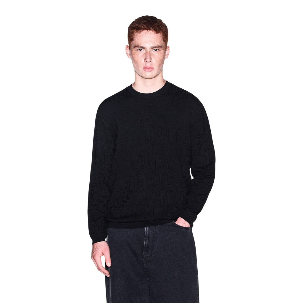 Armani Exchange — Pull en viscose mélangée noir homme