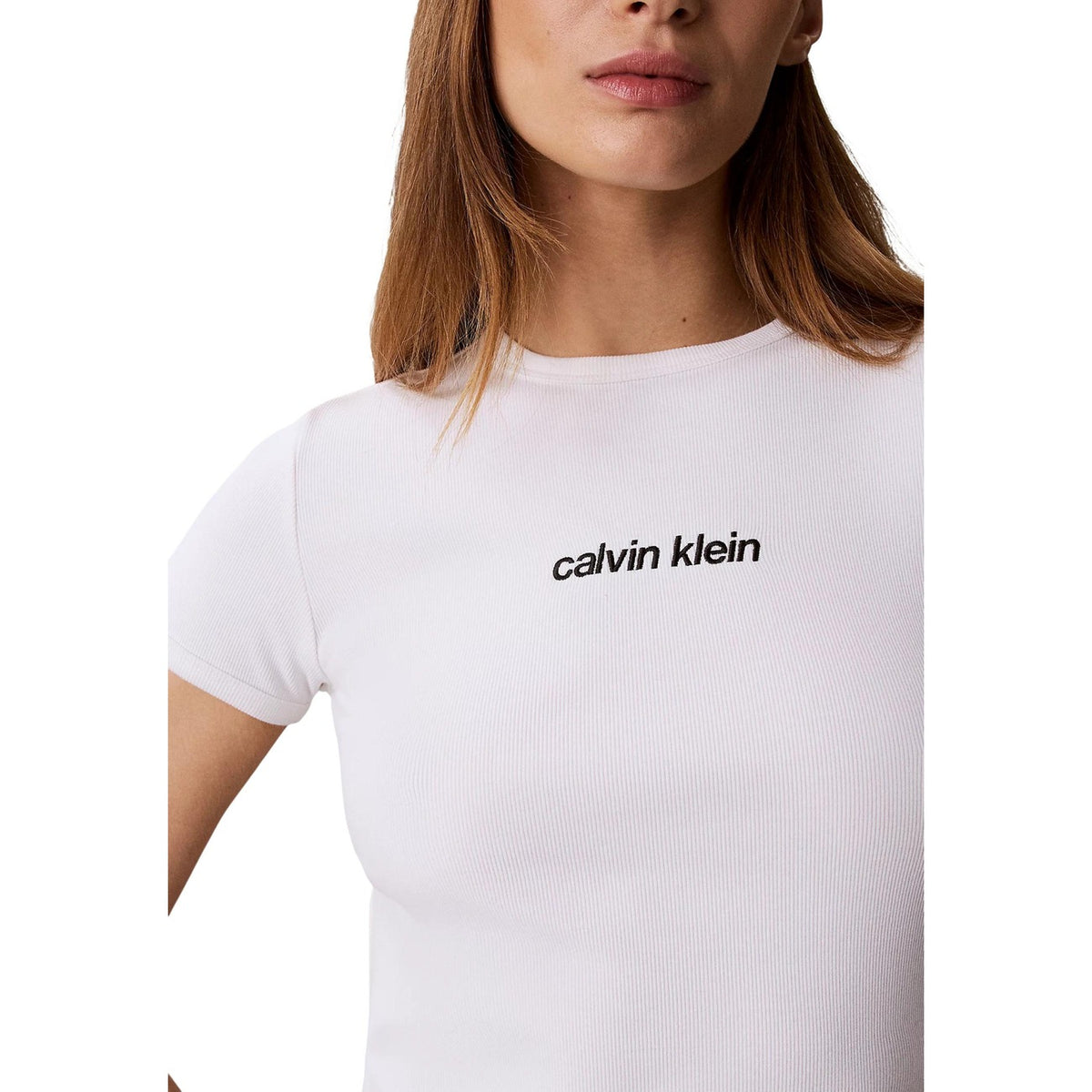 Calvin Klein Jeans — Women's white stretch 94% cotton T-shirt — view 2