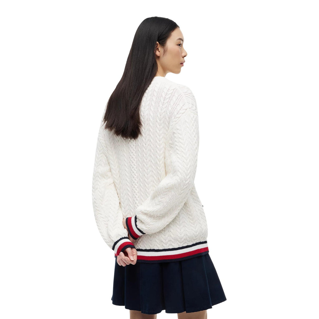 Tommy Jeans — Pull blanc boutonné en coton bio femme — vue 4