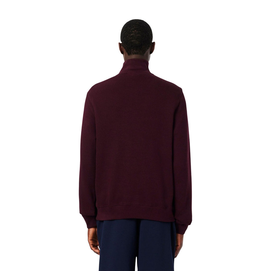 Lacoste — Sweatshirt premium für Herren — Bordeauxrot — Stehkragen mit Reißverschluss — Ansicht 3
