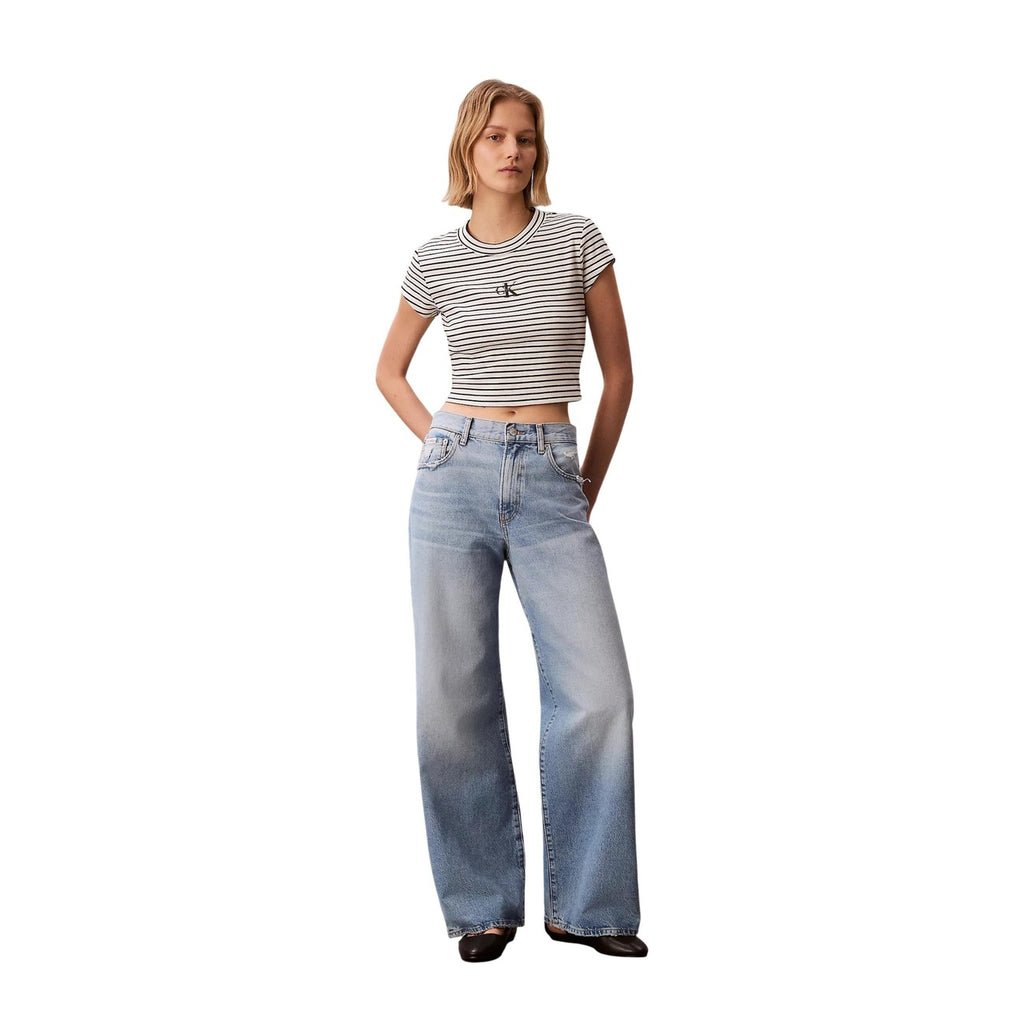 Calvin Klein Jeans – Damen-Top LV047F833G, gestreift, schwarz, stretch — Ansicht 3