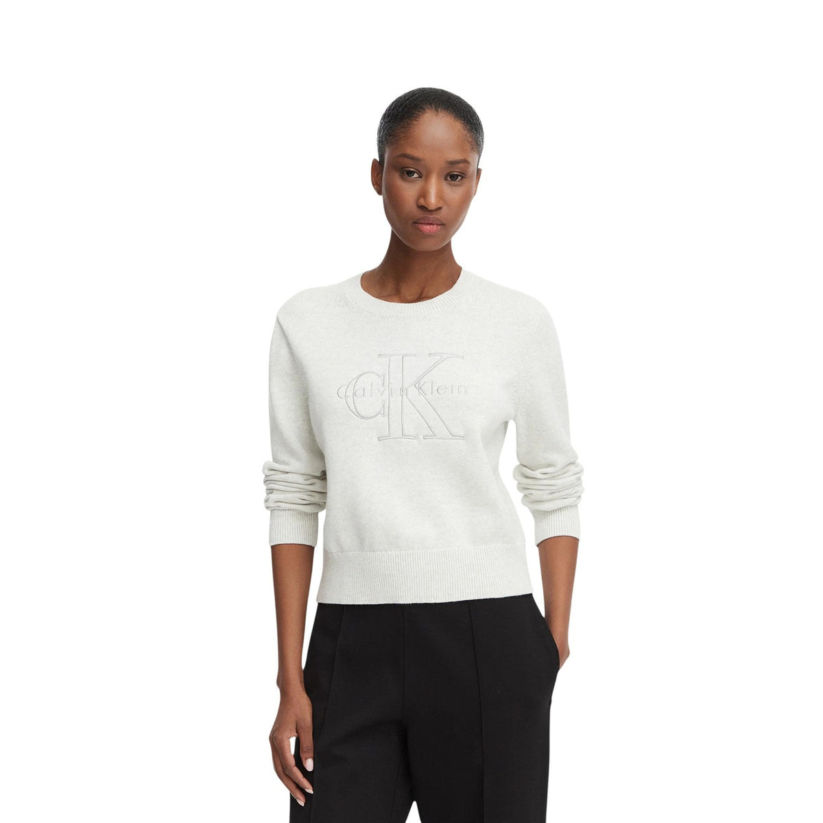 Calvin Klein Jeans — Women’s white round-neck sweater