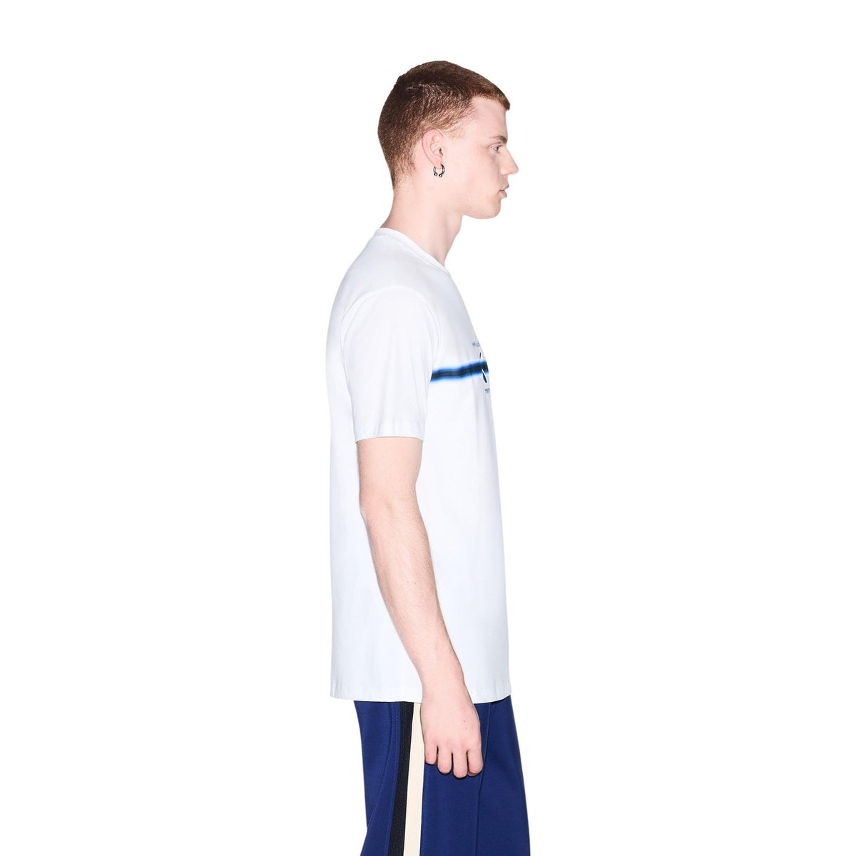 Armani Exchange — Men's white printed cotton T-shirt — view 3
