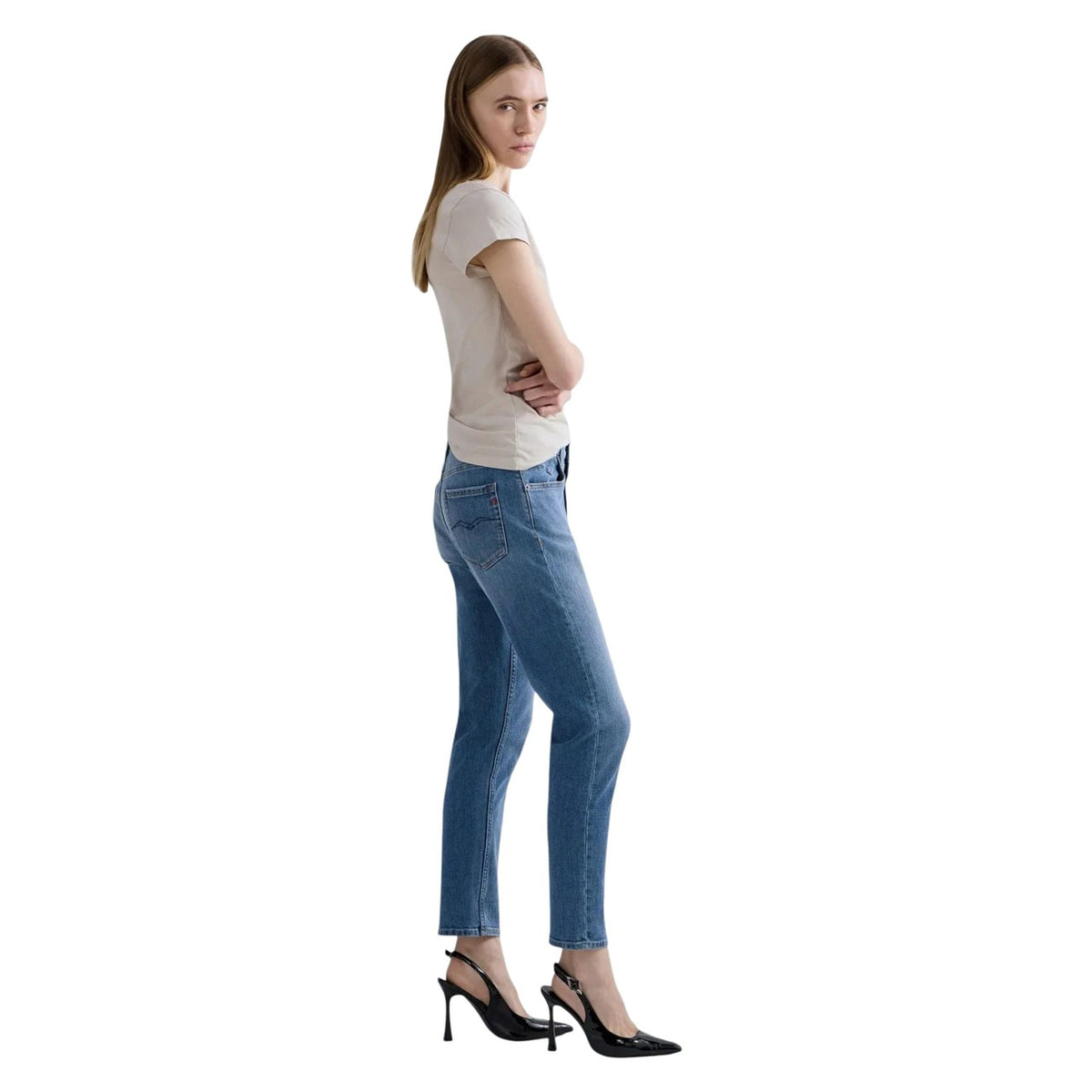 Replay — Jean Slim Boyfit bleu femme — vue 3