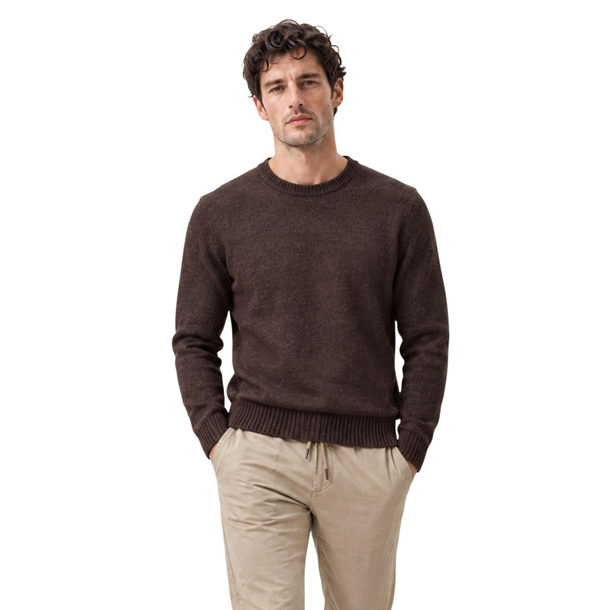Gianni Lupo — Pull col rond marron homme