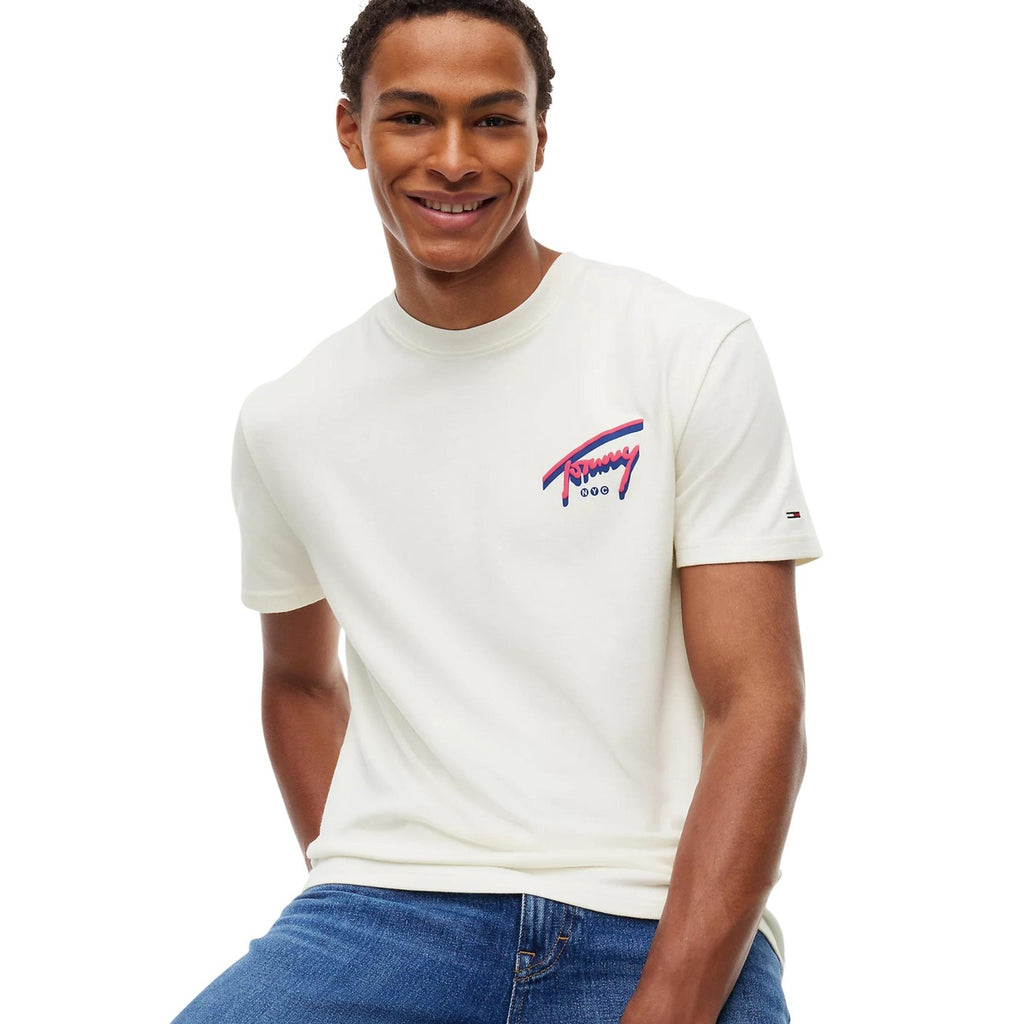 Tommy Jeans — T-shirt blanc à imprimé en coton bio homme — vue 3