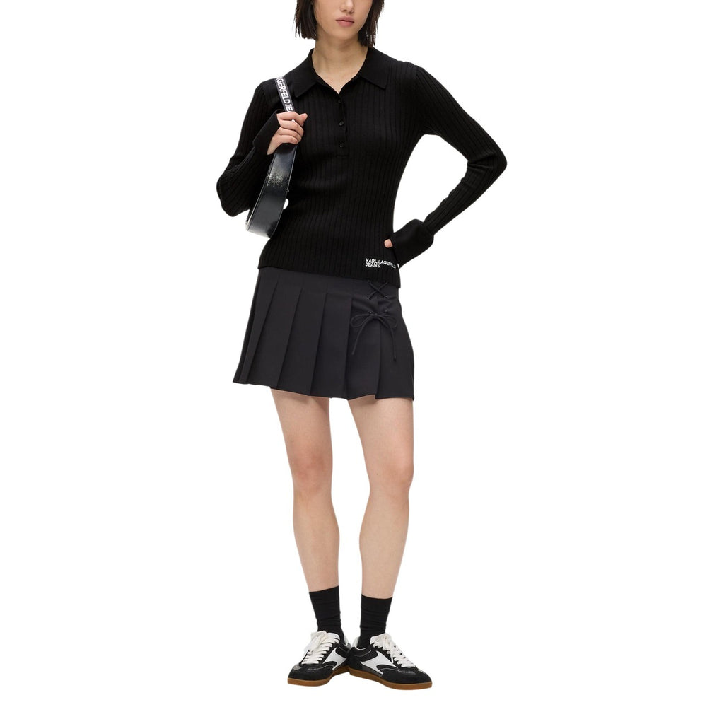 Karl Lagerfeld Jeans — Women’s long-sleeved black polo shirt — view 4