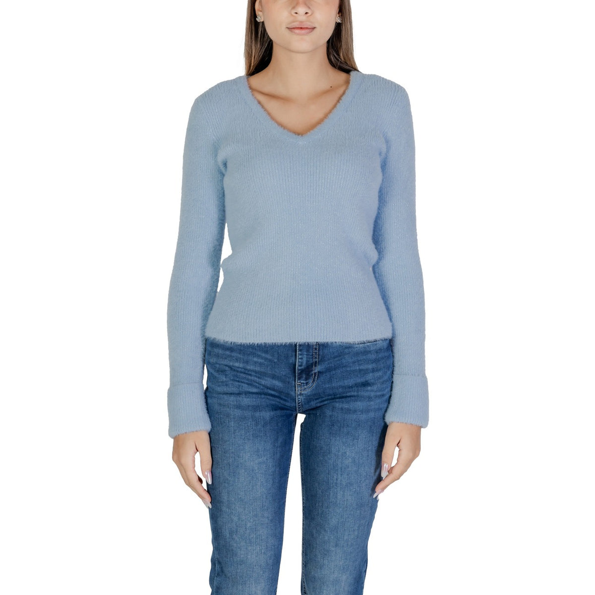 Morgan — Pull col V bleu clair femme