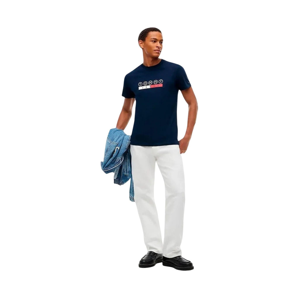 Tommy Jeans — Men's blue organic cotton t-shirt — view 4