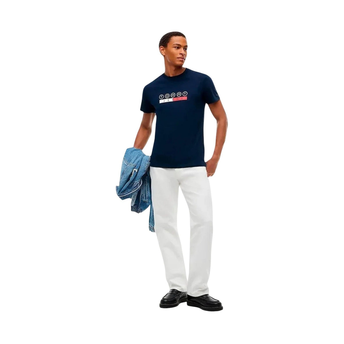 Tommy Jeans — Men's blue organic cotton t-shirt — view 4