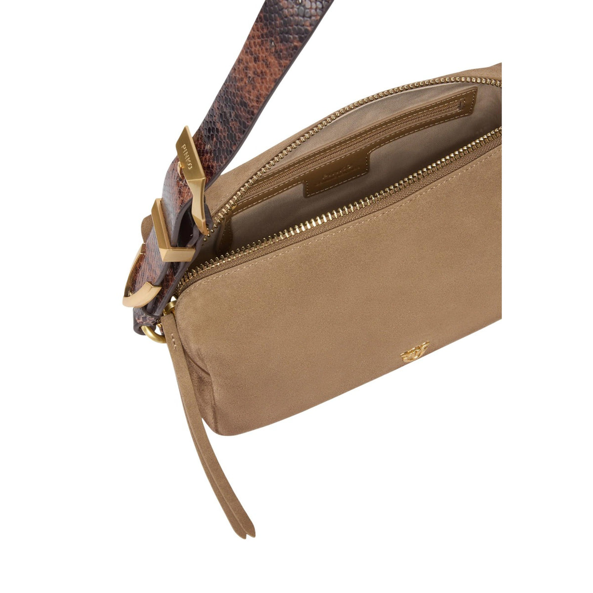 Pinko — Bauletto Trittico Suede Spray beige bag for women — view 5