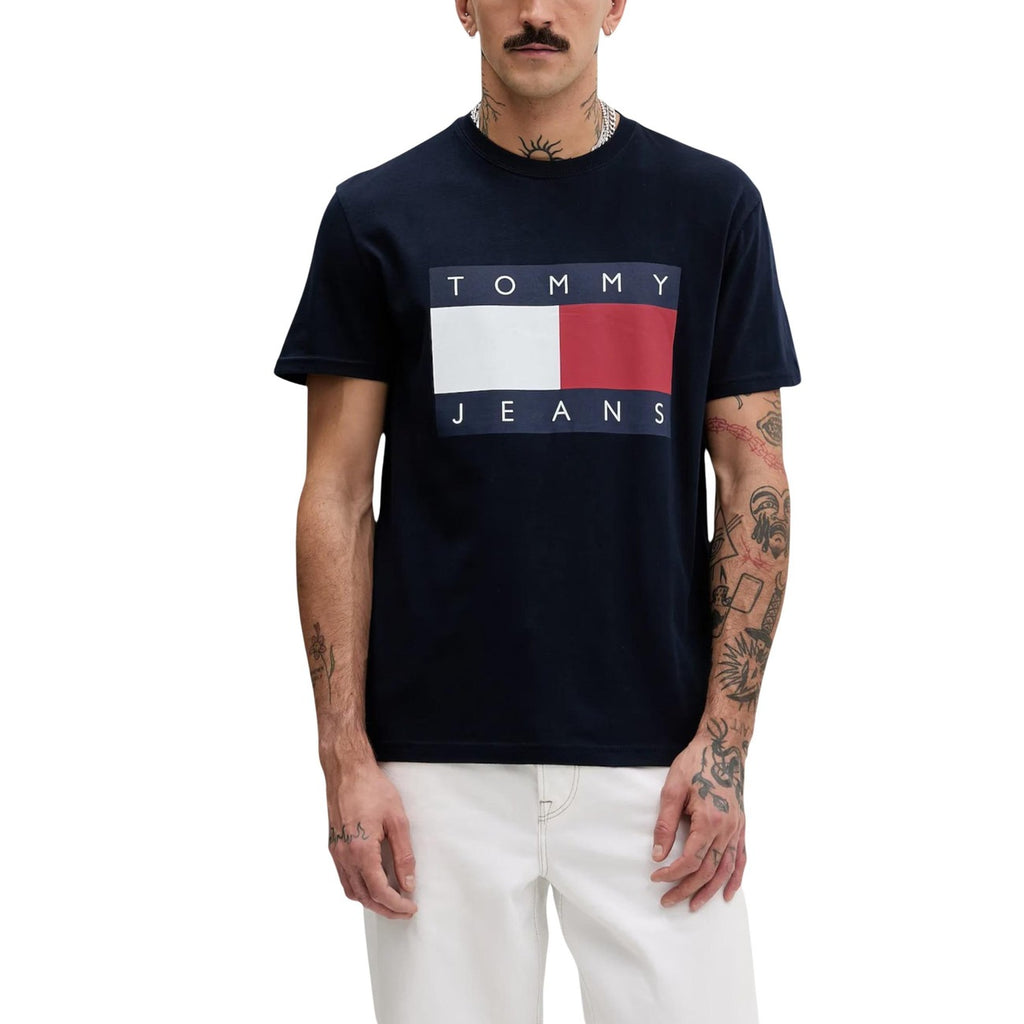 Tommy Jeans — T-shirt DM0DM22645 blauw van biologisch katoen voor heren