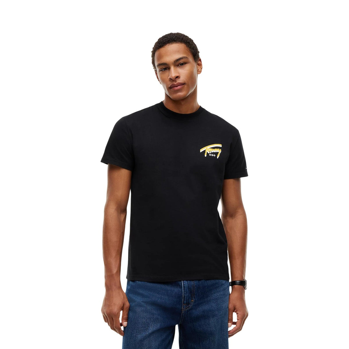 Tommy Jeans — Zwart T-shirt van biokatoen met print voor heren