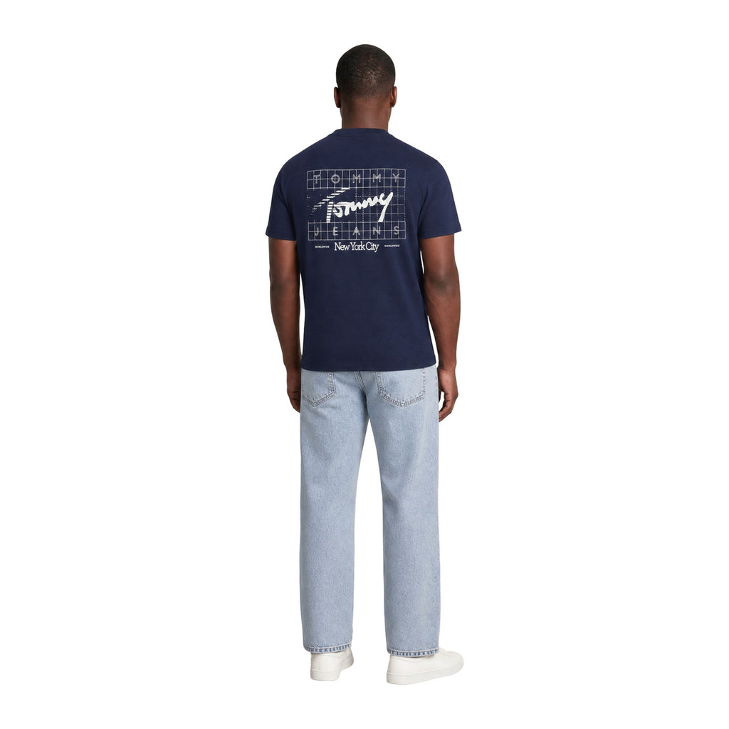 Tommy Jeans — T-Shirt aus Bio-Baumwolle mit Print für Herren, Blau — Ansicht 4
