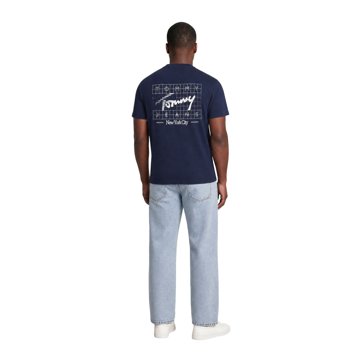Tommy Jeans — T-shirt bleu à imprimé en coton bio homme — vue 4