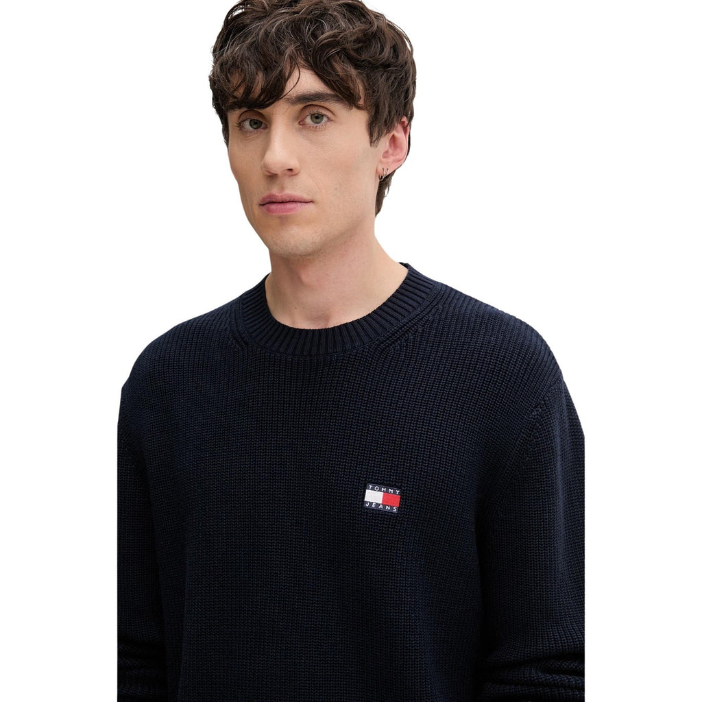 Tommy Jeans — Blauwe biologisch katoenen trui met ronde hals voor heren — afbeelding 4