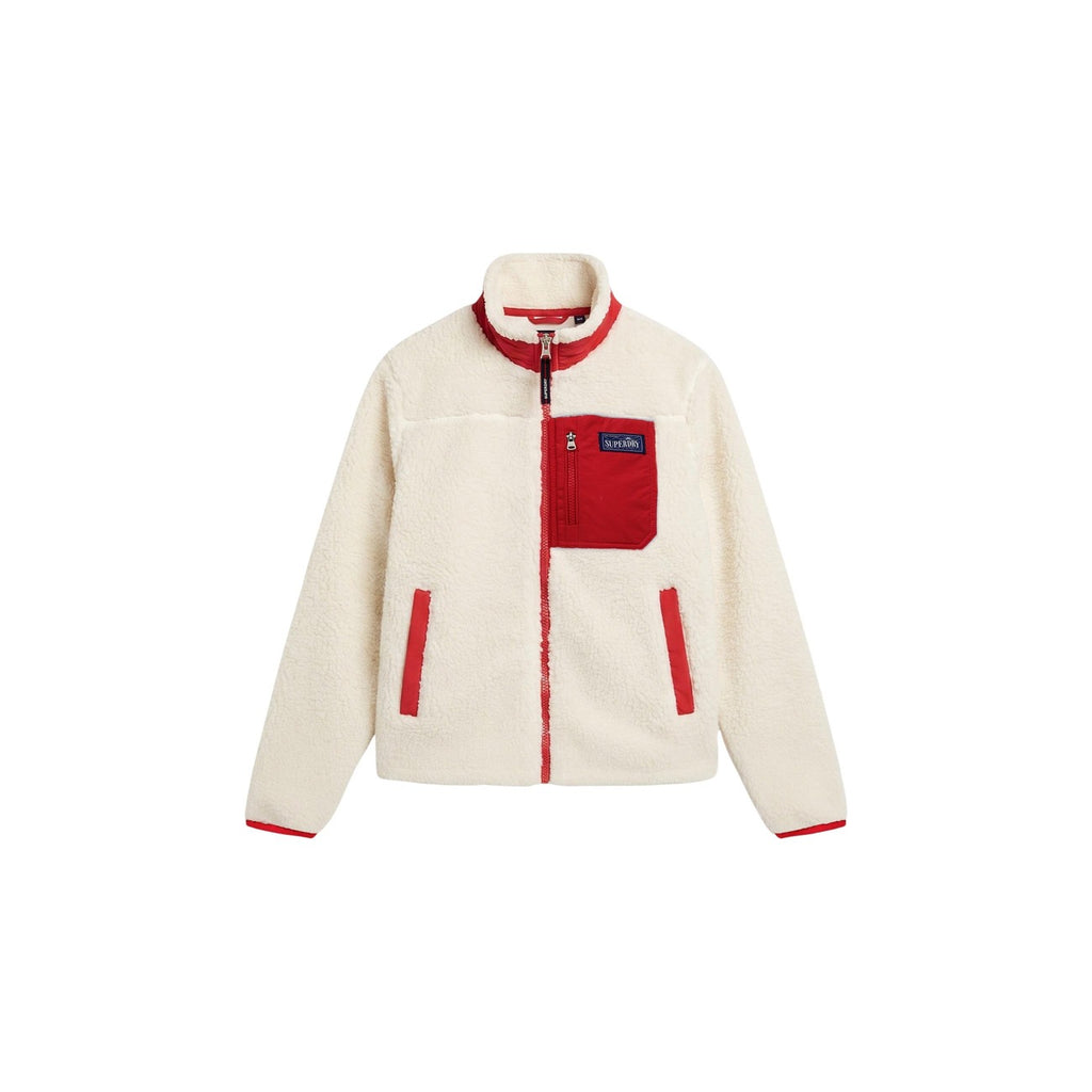 Superdry — Sweat HERITAGE ZIP THROUGH FLEECE blanc femme