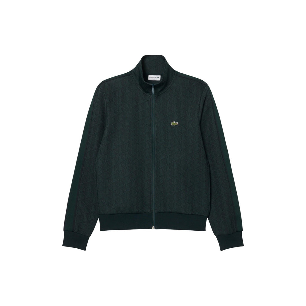 Lacoste — Veste zippée verte en jacquard homme — vue 4