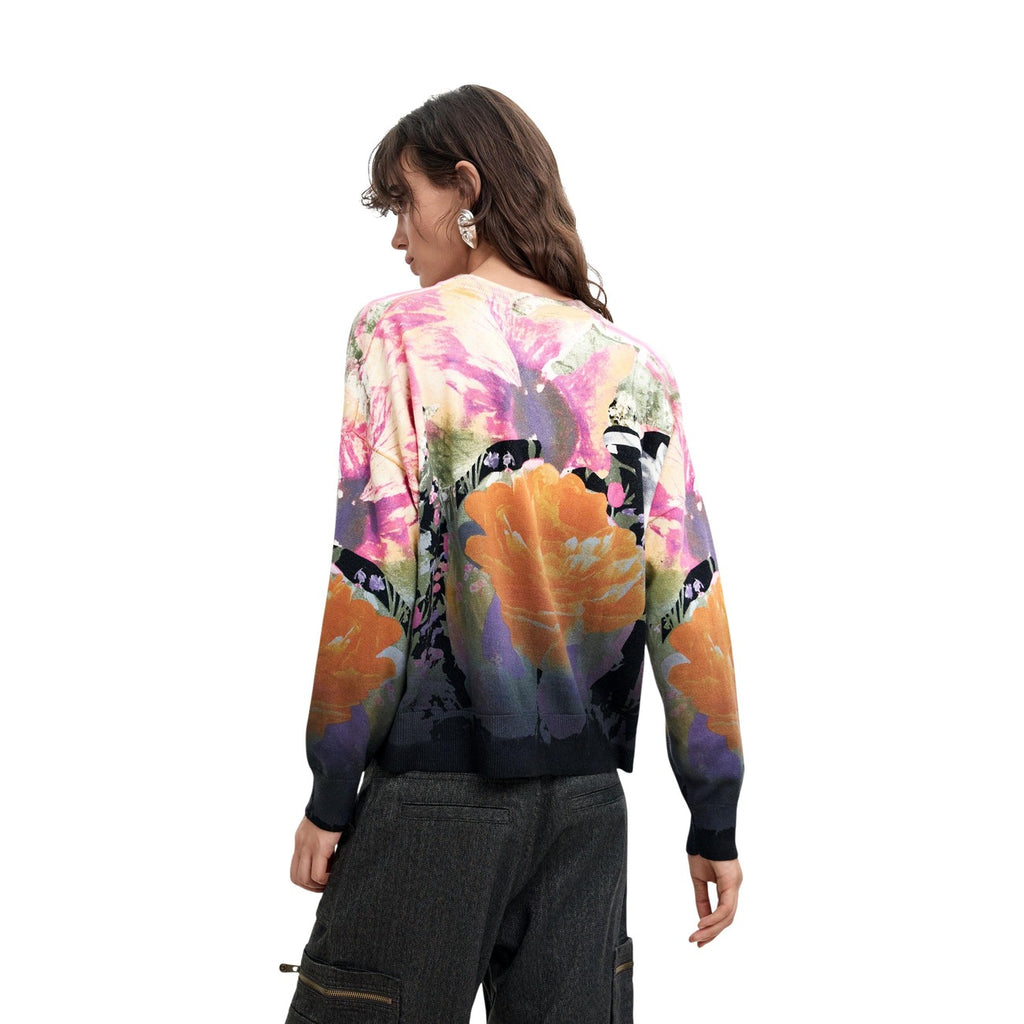 Desigual — Pull Rose Dégradé Lacroix noir femme — vue 4