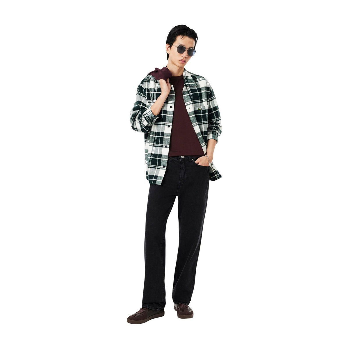 Lacoste — T-shirt Pima TH6709 bordeaux homme — vue 5