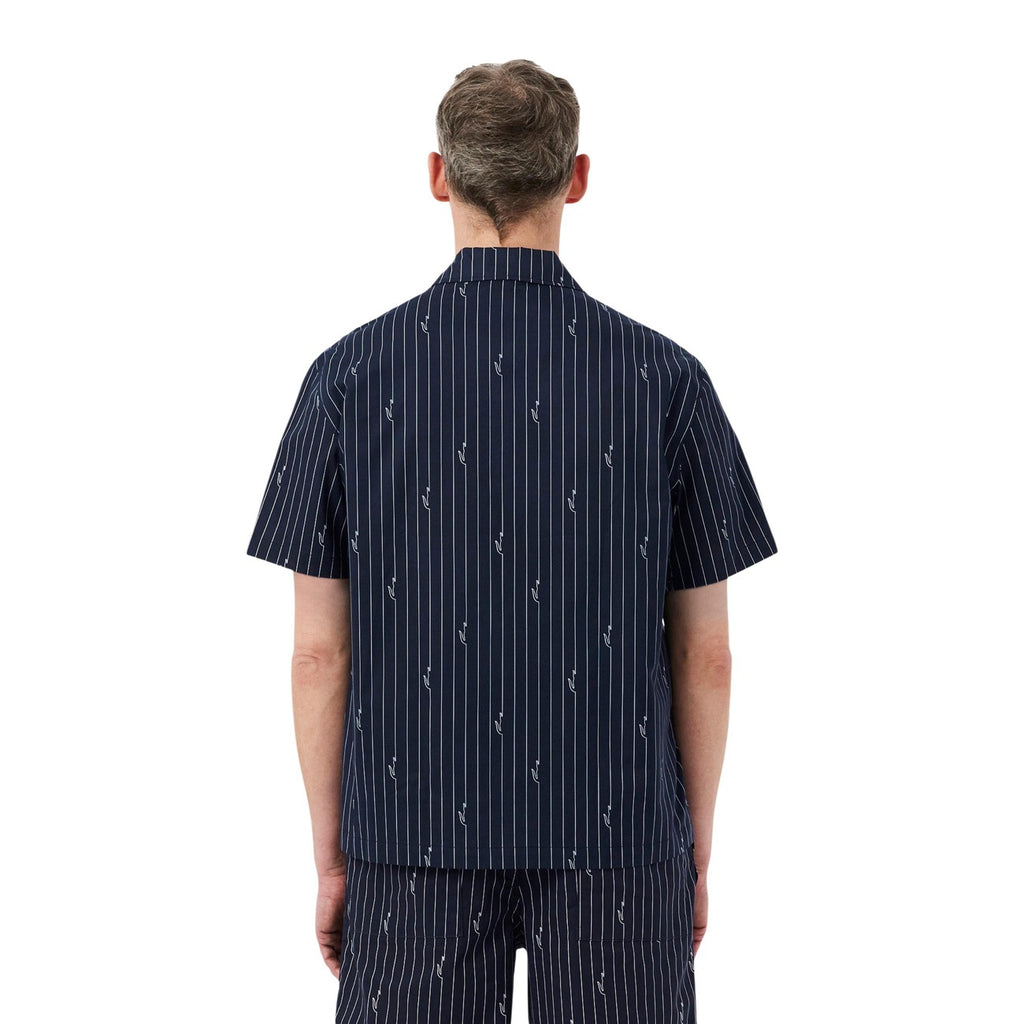 Lacoste — CH2343 black striped shirt with open collar for men — view 4