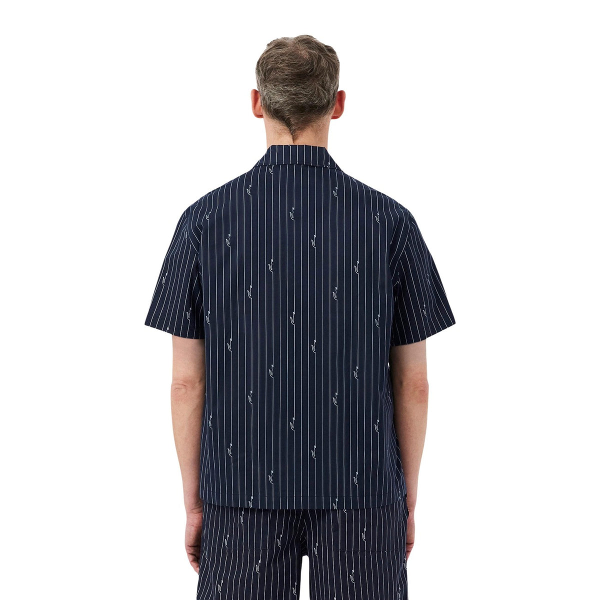 Lacoste — Chemise CH2343 noire rayée à col ouvert homme — vue 4