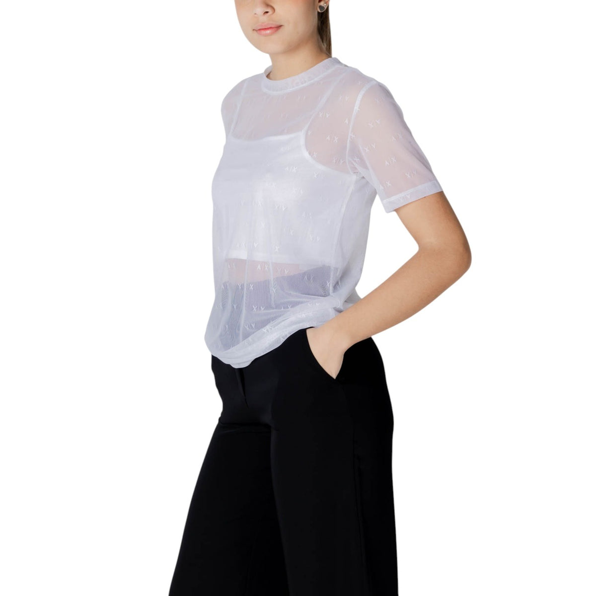 Armani Exchange — Top stretch XW000533 blanc femme — vue 3