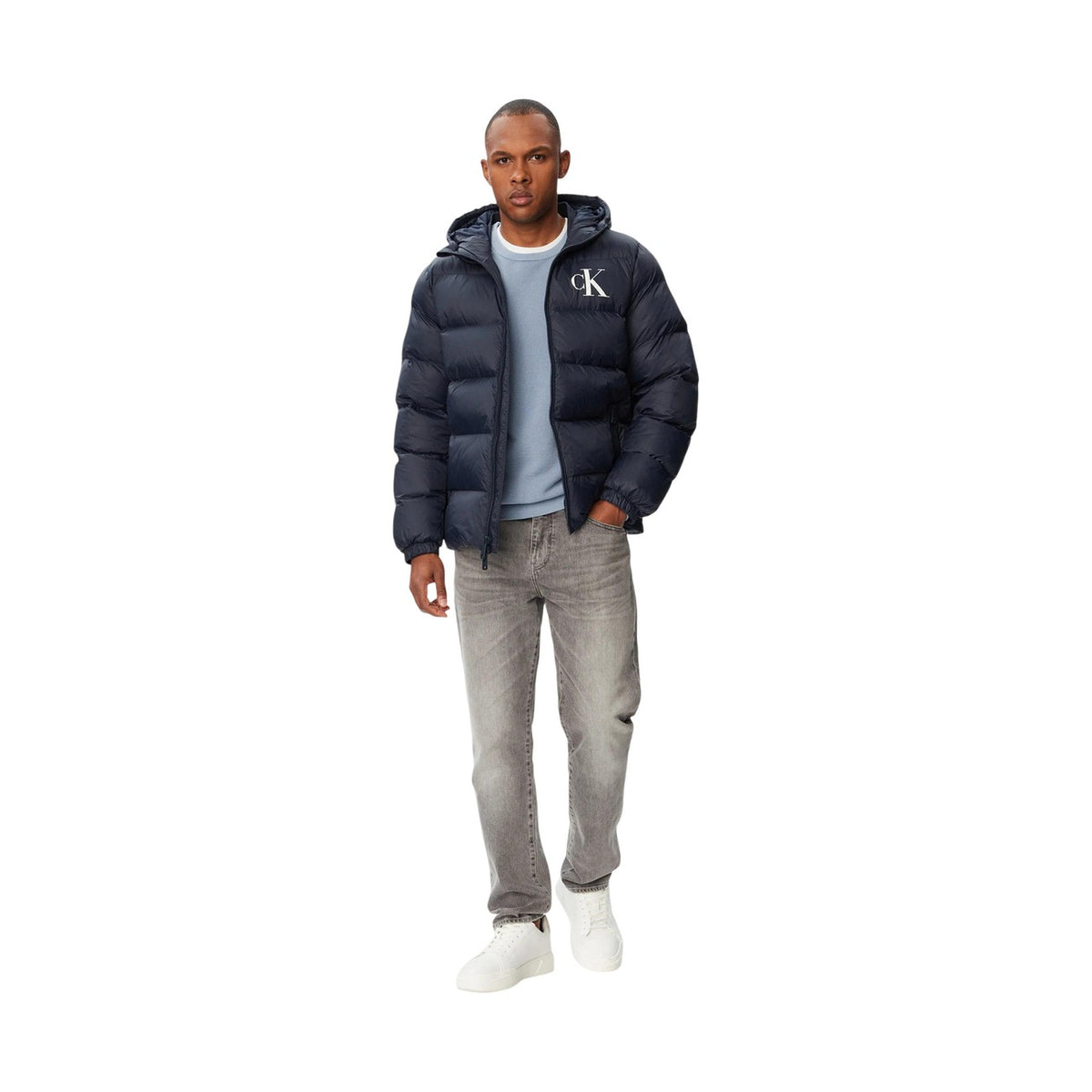 Calvin Klein Jeans — Veste à capuche Bleue à imprimé homme — vue 3