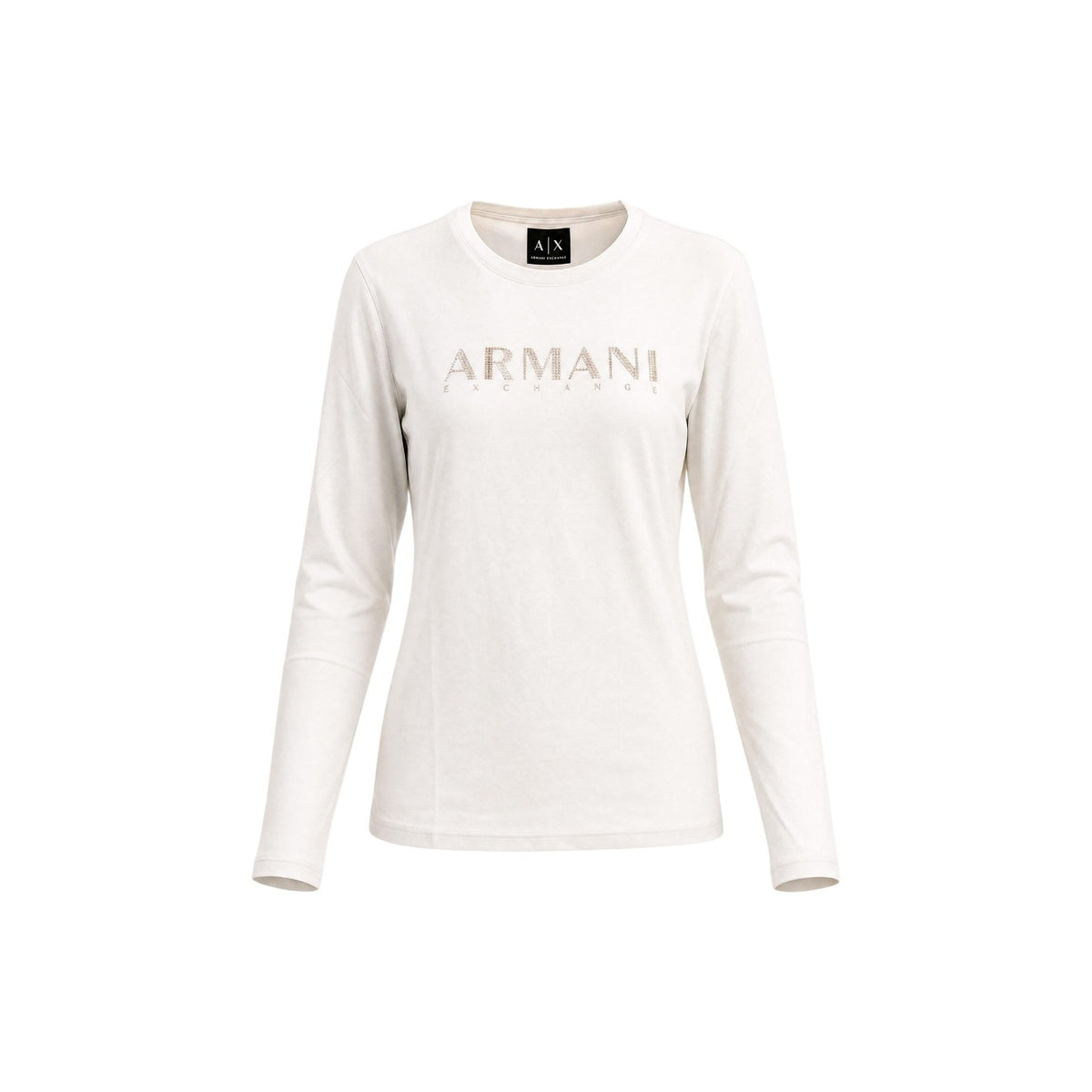 Armani Exchange — Beige damestrui met lange mouwen en strasssteentjes — afbeelding 3
