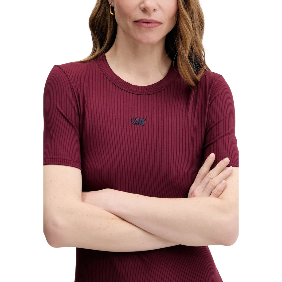 Calvin Klein Jeans — Bordeaux stretch jurk voor dames LV044C902G — afbeelding 3