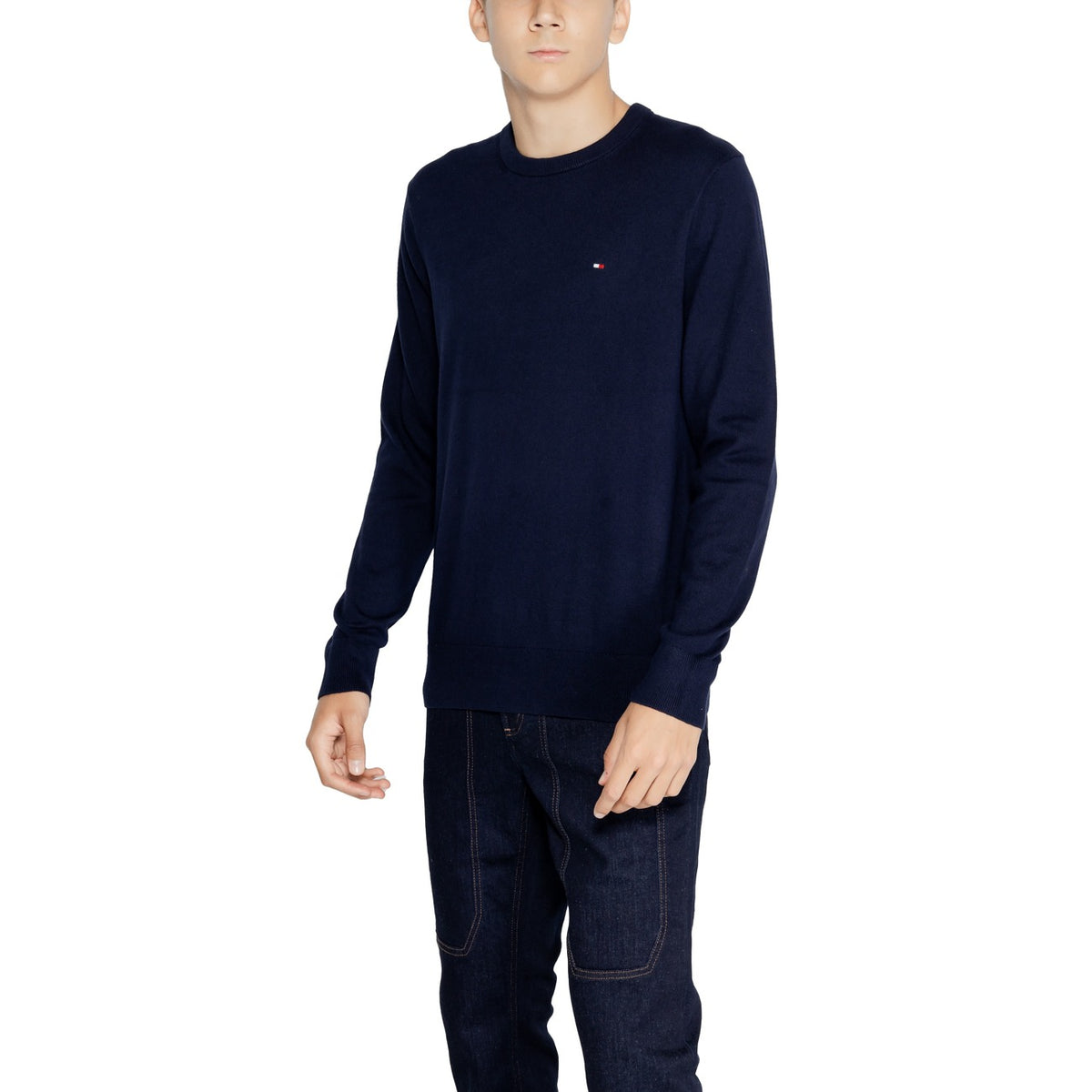 Tommy Hilfiger — Pull MW0MW28046 bleu en coton bio homme — vue 3